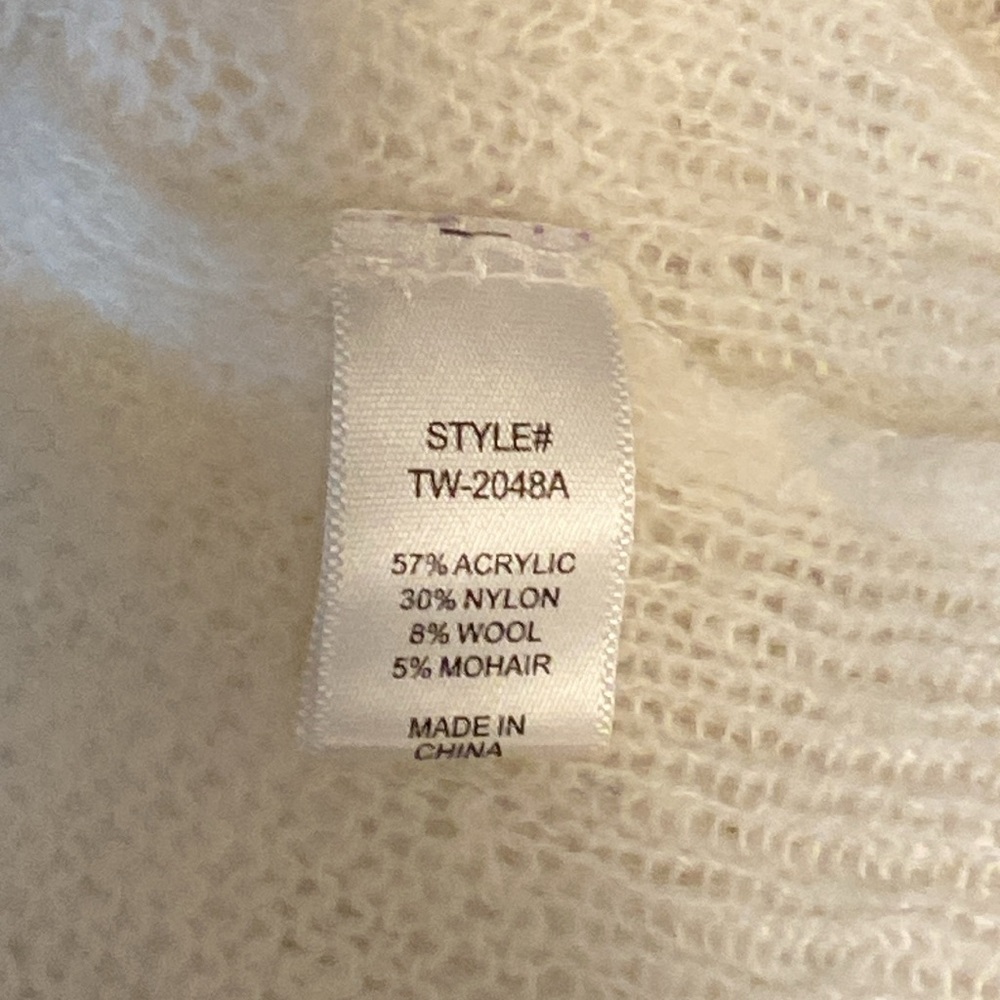 Zenana open weave ivory sweater sexy lightweight mohair blend snow bunny medium - Picture 8 of 8